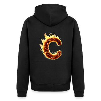 buchstabe c flammen - Unisex Premium Bio Zip Hoodie - Schwarz - Hinten - Nico (187cm)
