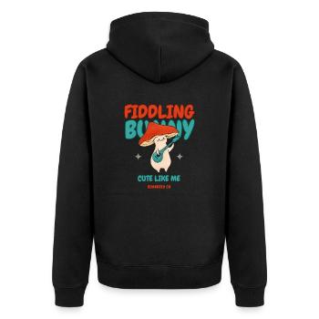 fiddling bunny cute like me - Unisex Premium Bio Zip Hoodie - Schwarz - Hinten - Nico (187cm)