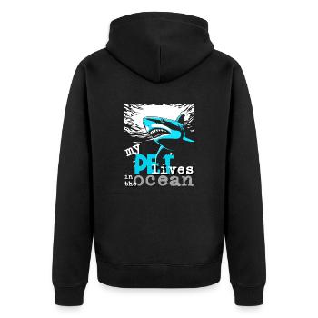 Mon requin vit dans l’océan - Veste à capuche bio Premium Unisexe - noir - Dos - Nico (187cm)