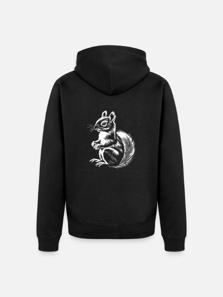 Süßes Eichhörnchen Illustration Herbst - Unisex Premium Bio Zip Hoodie - Schwarz