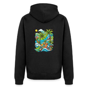 Tropisches Urlaubsmuster - Unisex Premium Bio Zip Hoodie - Schwarz - Hinten - Nico (187cm)