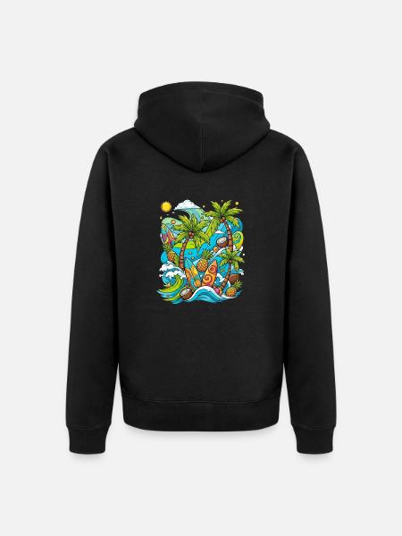 Tropical holiday pattern - Unisex Premium Organic Zip Hoodie - black