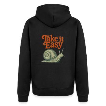 Take It Easy Retro Chill Vibes - Unisex Premium Organic Zip Hoodie - black - Back - Nico (187cm)
