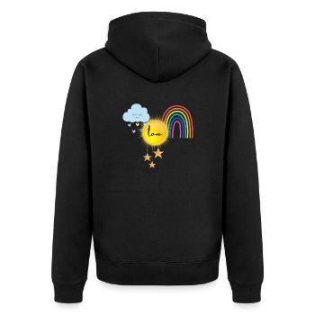 love - Linas first design - Unisex Premium Bio Zip Hoodie - Schwarz - Hinten - Nico (187cm)