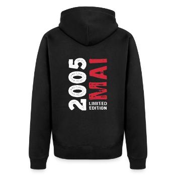Limited Edition 2005 Mai Geburtstag Geschenk - Unisex Premium Bio Zip Hoodie - Schwarz - Hinten - Nico (187cm)