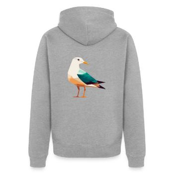 Nordsee Küste Möwe Polygon - Unisex Premium Bio Zip Hoodie - Grau meliert - Hinten - Nico (187cm)