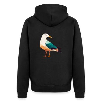North Sea Coast Seagull Polygon - Unisex Premium Organic Zip Hoodie - black - Back - Nico (187cm)