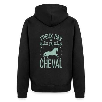 Ich kann kein Pferd haben - Unisex Premium Bio Zip Hoodie - Schwarz - Hinten - Nico (187cm)