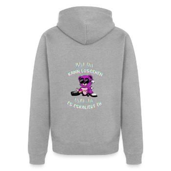 Party Festival Outfit es eskaliert eh Teddy Bär - Unisex Premium Bio Zip Hoodie - Grau meliert - Hinten - Nico (187cm)