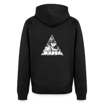 Manga - Unisex Premium Bio Zip Hoodie - Schwarz - Hinten - Nico (187cm)
