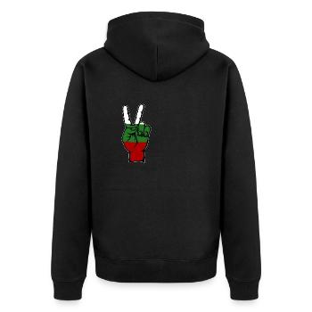 Bulgarien Flagge Frieden Victory Symbol - Unisex Premium Bio Zip Hoodie - Schwarz - Hinten - Nico (187cm)