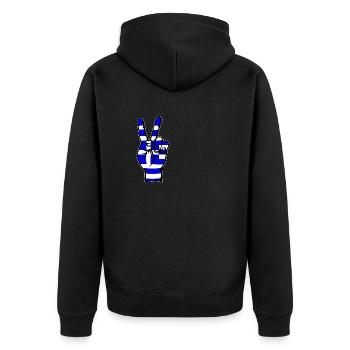 Symbole de victoire de la paix du drapeau de la Grèce - Veste à capuche bio Premium Unisexe - noir - Dos - Nico (187cm)