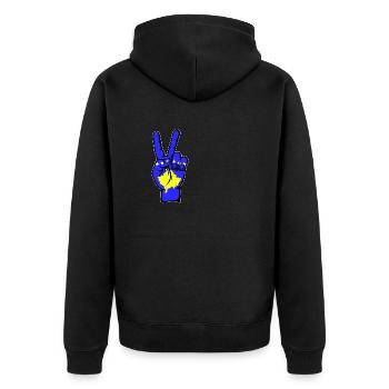 Symbole de la victoire de la paix du drapeau du Kosovo - Veste à capuche bio Premium Unisexe - noir - Dos - Nico (187cm)