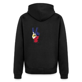 Philippinen Flagge Frieden Victory Symbol - Unisex Premium Bio Zip Hoodie - Schwarz - Hinten - Nico (187cm)