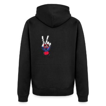 Slowakei Flagge Frieden Victory Symbol used - Unisex Premium Bio Zip Hoodie - Schwarz - Hinten - Nico (187cm)