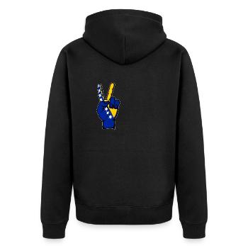 Symbole de la victoire de la paix du drapeau de la Bosnie - Veste à capuche bio Premium Unisexe - noir - Dos - Nico (187cm)
