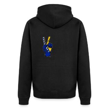 Symbole de victoire de la paix du drapeau de la Bosnie utilisé - Veste à capuche bio Premium Unisexe - noir - Dos - Nico (187cm)