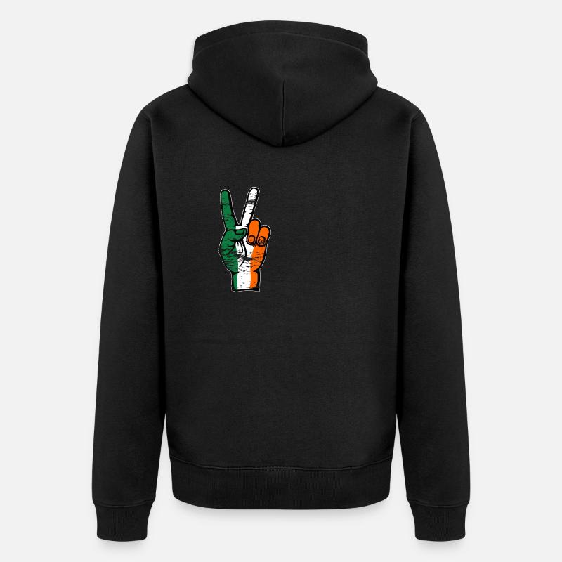 Drapeau de l’Irlande Paix Victoire Symbole Utilisé - Veste à capuche bio Premium Unisexe - noir