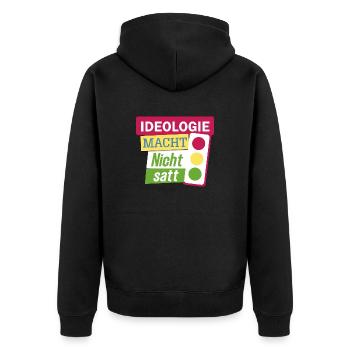 Ideologie macht nicht satt Bauernprotest Ampel - Unisex Premium Bio Zip Hoodie - Schwarz - Hinten - Nico (187cm)