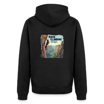 Climbing - Because Gravity Is Just a Suggestion - Unisex Premium Organic Zip Hoodie - black - Back - Nico (187cm)