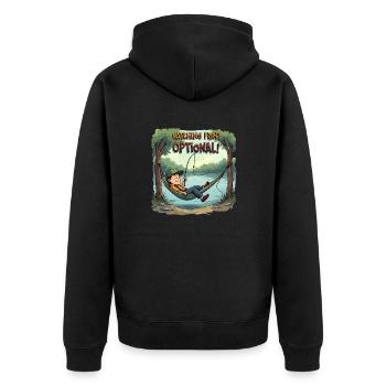 Attraper du poisson ? Optionnel! Chemise de pêche pêcheur - Veste à capuche bio Premium Unisexe - noir - Dos - Nico (187cm)