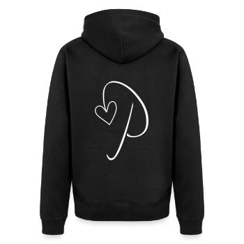 Letter P Letter-P Calligraphy - Unisex Premium Organic Zip Hoodie - black - Back - Nico (187cm)