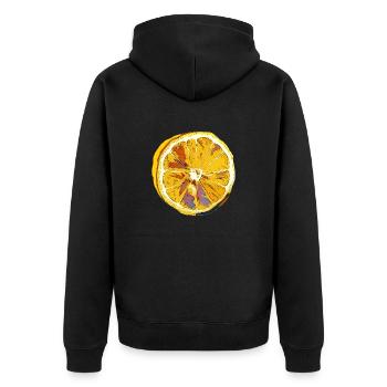 Zitrone - Unisex Premium Bio Zip Hoodie - Schwarz - Hinten - Nico (187cm)