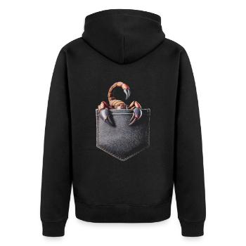 Skorpion - Unisex Premium Bio Zip Hoodie - Schwarz - Hinten - Nico (187cm)