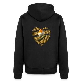 Rouge-gorge, oiseau chanteur, oiseau mignon - Veste à capuche bio Premium Unisexe - noir - Dos - Nico (187cm)