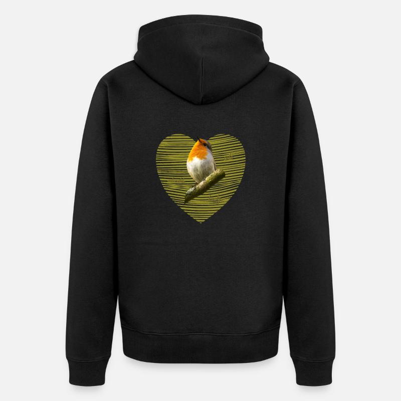 Rotkehlchen Singvogel - Unisex Premium Bio Zip Hoodie - Schwarz