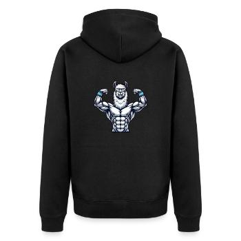lama alpaga fort musculaire fitness bodybuilder - Veste à capuche bio Premium Unisexe - noir - Dos - Nico (187cm)