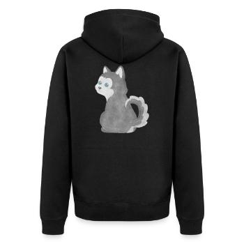 Chiot Husky - Veste à capuche bio Premium Unisexe - noir - Dos - Nico (187cm)