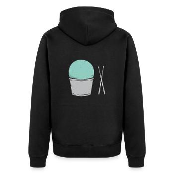 Cardio Drumming Fitnessstudio Fitnesskurs Workout - Unisex Premium Bio Zip Hoodie - Schwarz - Hinten - Nico (187cm)