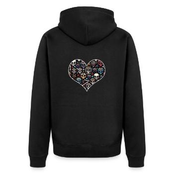 Buntes dekoratives Skullmuster - Unisex Premium Bio Zip Hoodie - Schwarz - Hinten - Nico (187cm)