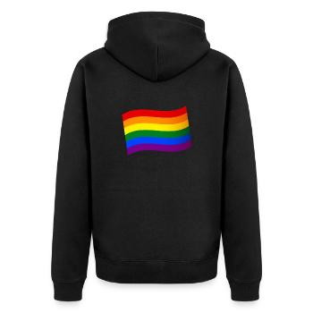 RAINBOW FLAG gay pride LGBT LGBTQ Liebe ist Liebe - Unisex Premium Bio Zip Hoodie - Schwarz - Hinten - Nico (187cm)