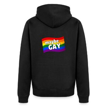 Maybe Gay maybe not gay rainbow flag LGBQ pride - Unisex Premium Organic Zip Hoodie - black - Back - Nico (187cm)