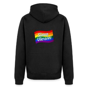Slava Ukraini Slava Ukraine Rainbow Flag LGBTQ gay - Veste à capuche bio Premium Unisexe - noir - Dos - Nico (187cm)