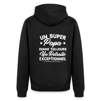 Super papa donne toujours un retraité exceptionnel - Veste à capuche bio Premium Unisexe - noir - Dos - Nico (187cm)