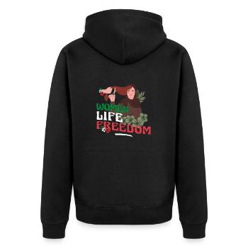 Liberté de vie des femmes - Femmes iraniennes mignonnes - Veste à capuche bio Premium Unisexe - noir - Dos - Nico (187cm)