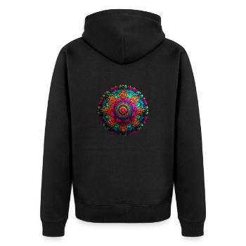 Trippy Mandala - Unisex Premium Bio Zip Hoodie - Schwarz - Hinten - Nico (187cm)