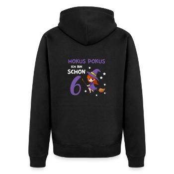 6. Geburtstag Hexerei Zauberei Hexe - Unisex Premium Bio Zip Hoodie - Schwarz - Hinten - Nico (187cm)