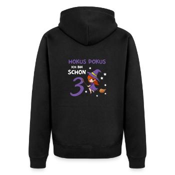 3. Geburtstag Hexerei Zauberei Hexe - Unisex Premium Bio Zip Hoodie - Schwarz - Hinten - Nico (187cm)