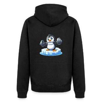 Pingouin haltérophile sur la banquise fondante - Veste à capuche bio Premium Unisexe - noir - Dos - Nico (187cm)