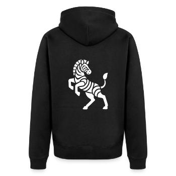 Zebra Silhouette Kunststück Minimal Design - Unisex Premium Bio Zip Hoodie - Schwarz - Hinten - Nico (187cm)
