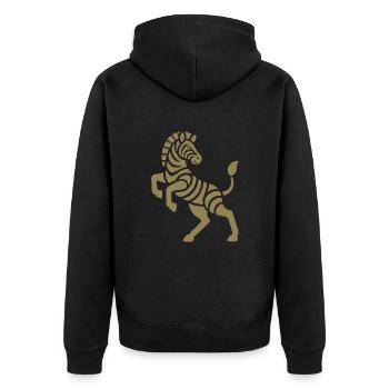 Zebra Silhouette Kunststück Minimal Design - Unisex Premium Bio Zip Hoodie - Schwarz - Hinten - Nico (187cm)