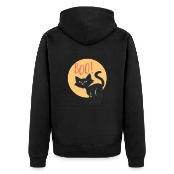 Boo! - Unisex Premium Organic Zip Hoodie - black - Back - Nico (187cm)