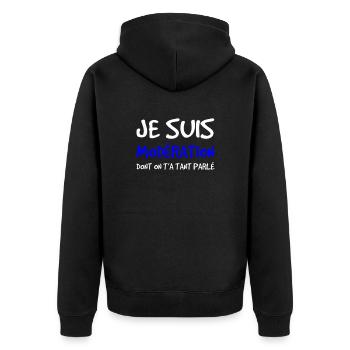 Je suis modération dont on t'a tant parlé - Veste à capuche bio Premium Unisexe - noir - Dos - Nico (187cm)
