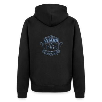 Eine Legende wurde 1964 geboren - Vintage Stil zum - Unisex Premium Bio Zip Hoodie - Schwarz - Hinten - Nico (187cm)