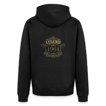 Eine Legende wurde 1964 geboren - Vintage Stil zum - Unisex Premium Bio Zip Hoodie - Schwarz - Hinten - Nico (187cm)
