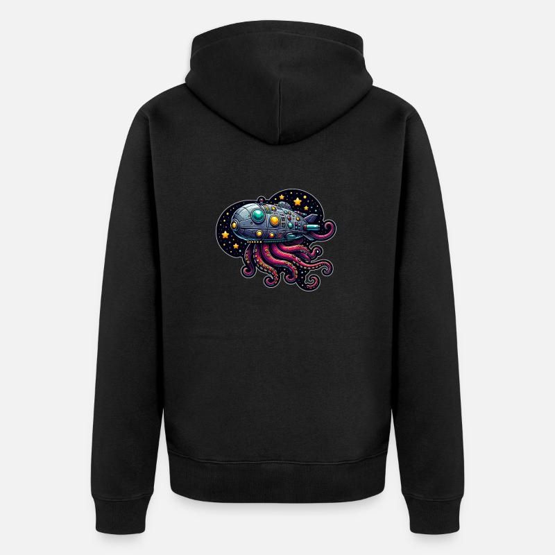Vaisseau spatial Fancy Octopus - Veste à capuche bio Premium Unisexe - noir